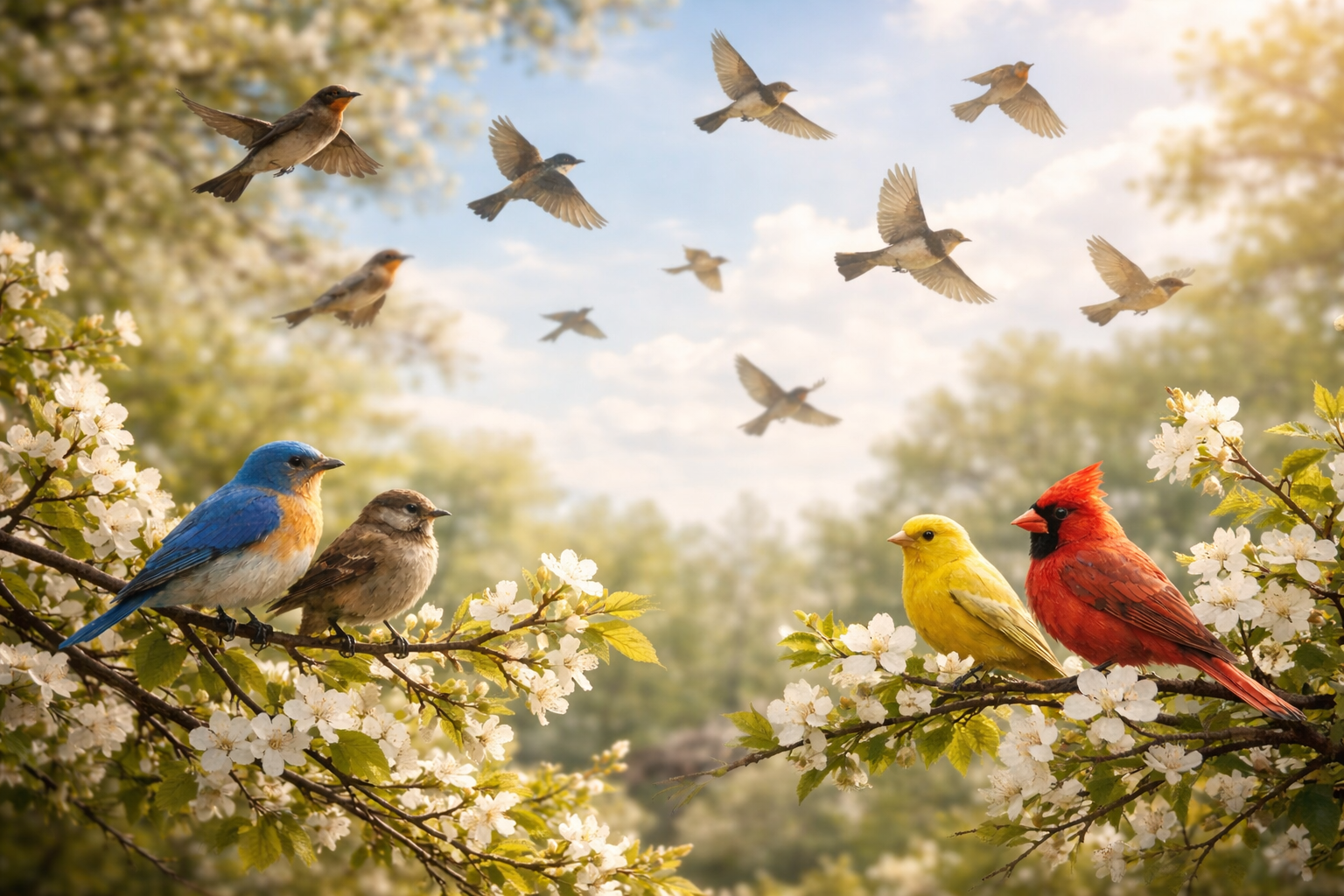 Rêver de plusieurs oiseaux : signification et interprétation